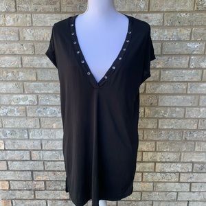 Vici Black Grommet Deep V neck small